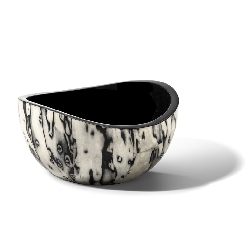 Handmade Decorative Bowl, Marble, Black/Cream
