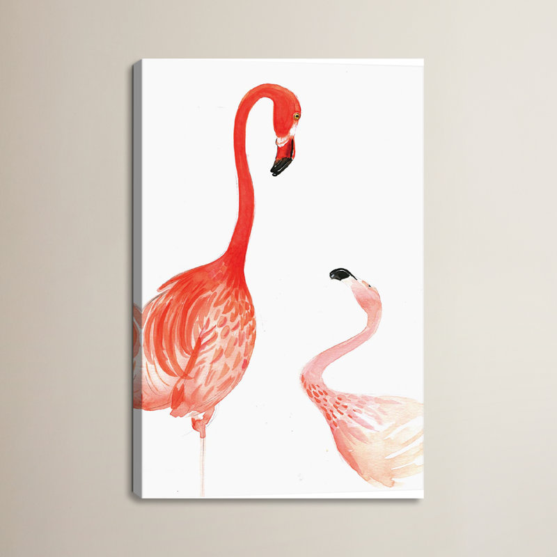 « flamant rose family », impression, Toile, H 12 po x l 8 po x P 0,75 po