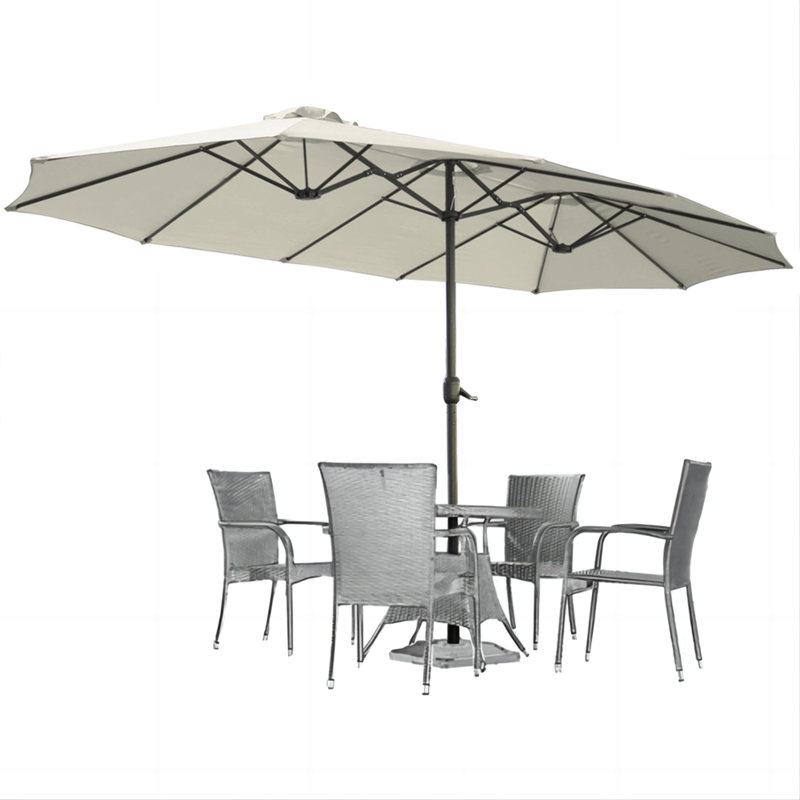 Parasol de marché rectangulaire Crosspointe 180', Crème