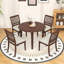 Ensemble de salle à manger 5 pièces à abattants avec table pliante en bois et 4 chaises rembourrées à dossier en lattes-1774006602