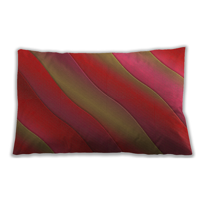 Coussin lombaire rayé, Microsuède, Orange