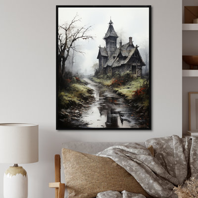 Maison hantée dans un paysage mystique