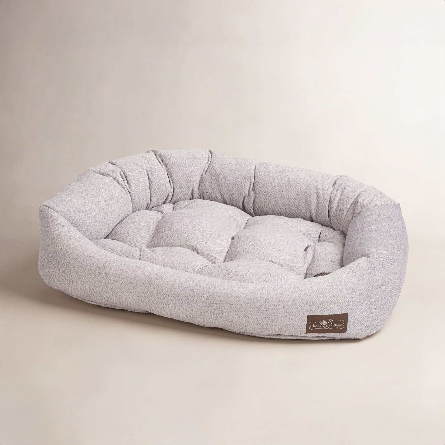 Herringbone Velour Pet Bed, Small (24" W x 21" D x 6.5" H), Herringbone Horizon