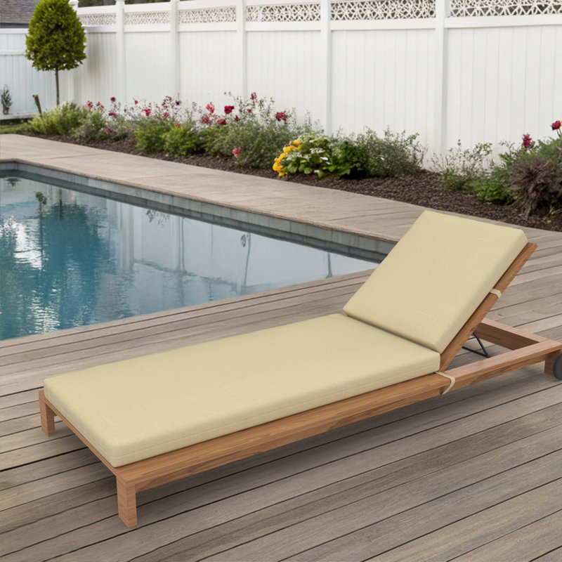 Amala Sunbrella® Outdoor Chaise Lounge Cushion, 23" x 29"/25" x 47" , Antique Beige Sunbrella® Canvas
