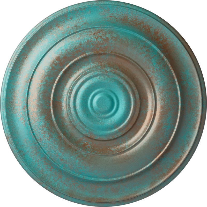 Endurathane Niobe Ceiling Medallion, 18"OD x 1 1/2"P (Fits Canopies up to 8 5/8"), Hand-Painted Copper Green Patina Finish
