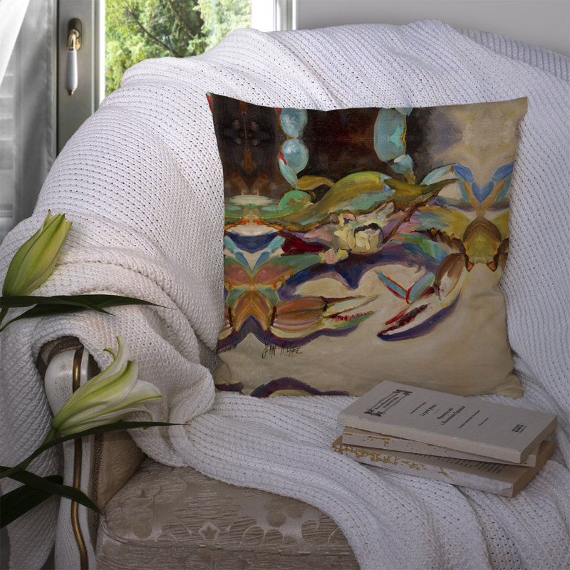 Coussin intérieur/extérieur crabe, H 18 po x l 18 po x P 5,5 po