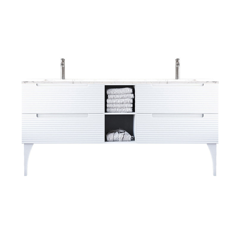 Ensemble de meuble-lavabo double 78 po Ariyannah, Neige