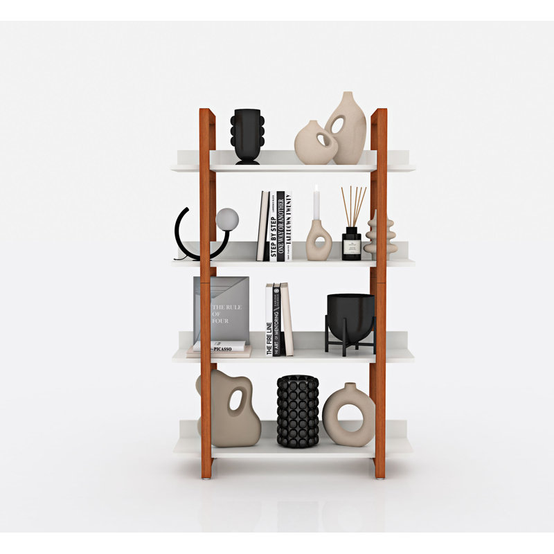 Bibliothèque Multifuction avec 4 tablettes, Blanc / Brun