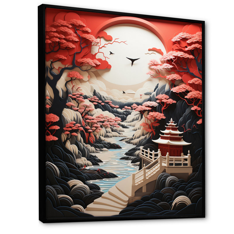 «Beach Pier Perspectives Papercut II», reproduction sur toile, L 12 po x H 20 po, Cadre flottant noir