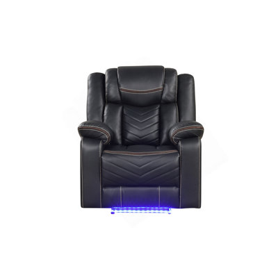 Challenger Modern Contemporary LED Power Recliner Chair Made With Wood And Metal Frame In Beige