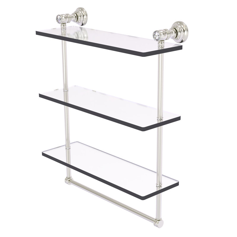 Étagère en cristal triée triple 3 pièces Freyja, H 5,54 po x l 16 po x P 19,7 po, Nickel satiné