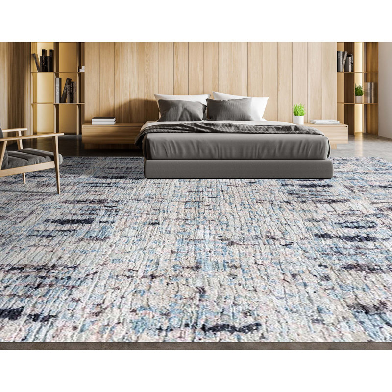 Wool Abstract Area Rug, Rectangle 10' x 14'