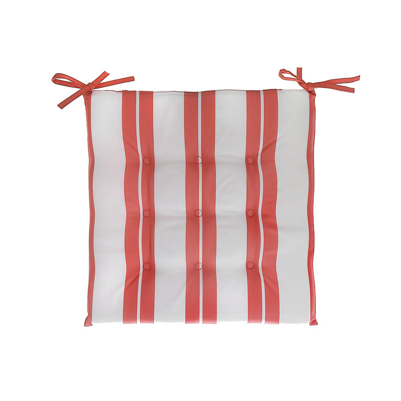 Coussin de chaise Boston d'extérieur touffeté à rayures Cabana 16 x 16 sarcelle - ensemble de 2, Orange