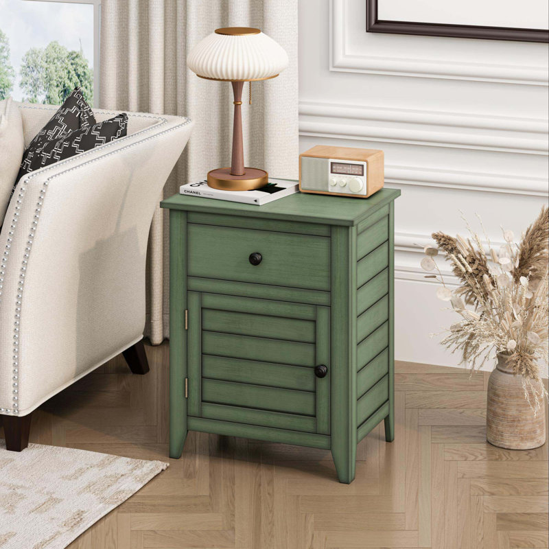 Table de bout, table de chevet, tiroir de rangement et table de bout H 25 po Transitional, Vert antique