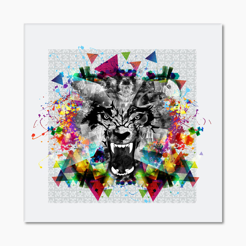 Motif de tigre coloré - peinture, H 30 po x l 30 po, Toile tendue