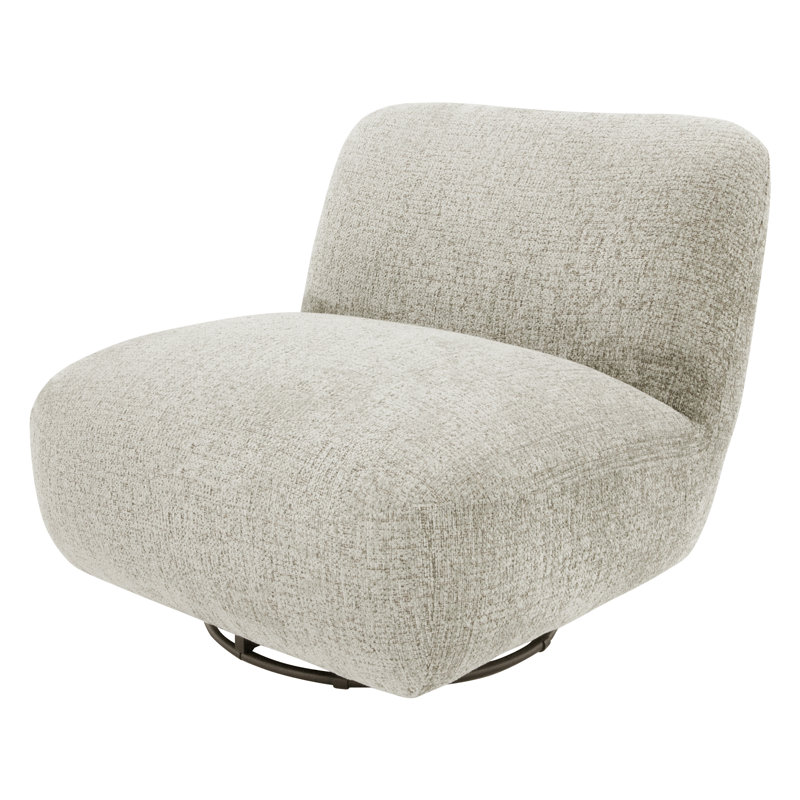 Upholstered Chenille Swivel Slipper Chair, Cream