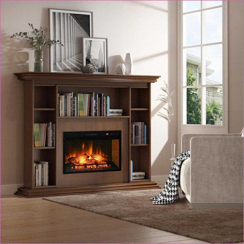 Foyer électrique encastrable, radiateur encastré rétro 27 po avec flamme de bûche réaliste, télécommande, 1400 W | Noir | Acier