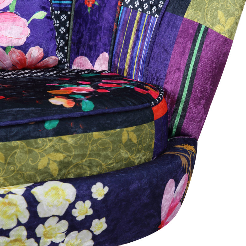Angelicamaria Scalloped Multicoloured Patchwork Tub Chair, Purple/Green