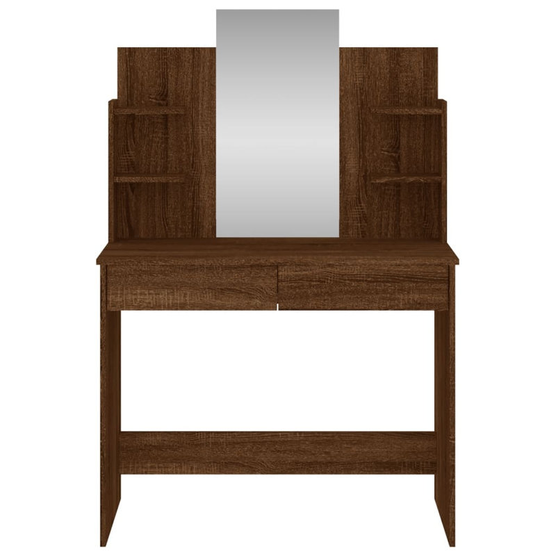 Milad Dressing Table with Mirror, Brown Oak