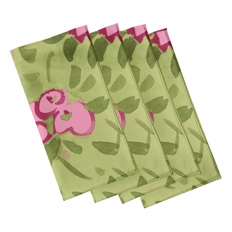 Lonston Polyester Floral Square Napkin, Pink