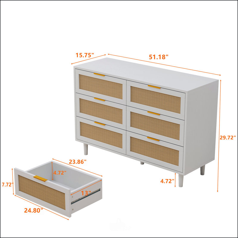 Armoire de rangement en rotin à 51 tiroirs 51,18 po