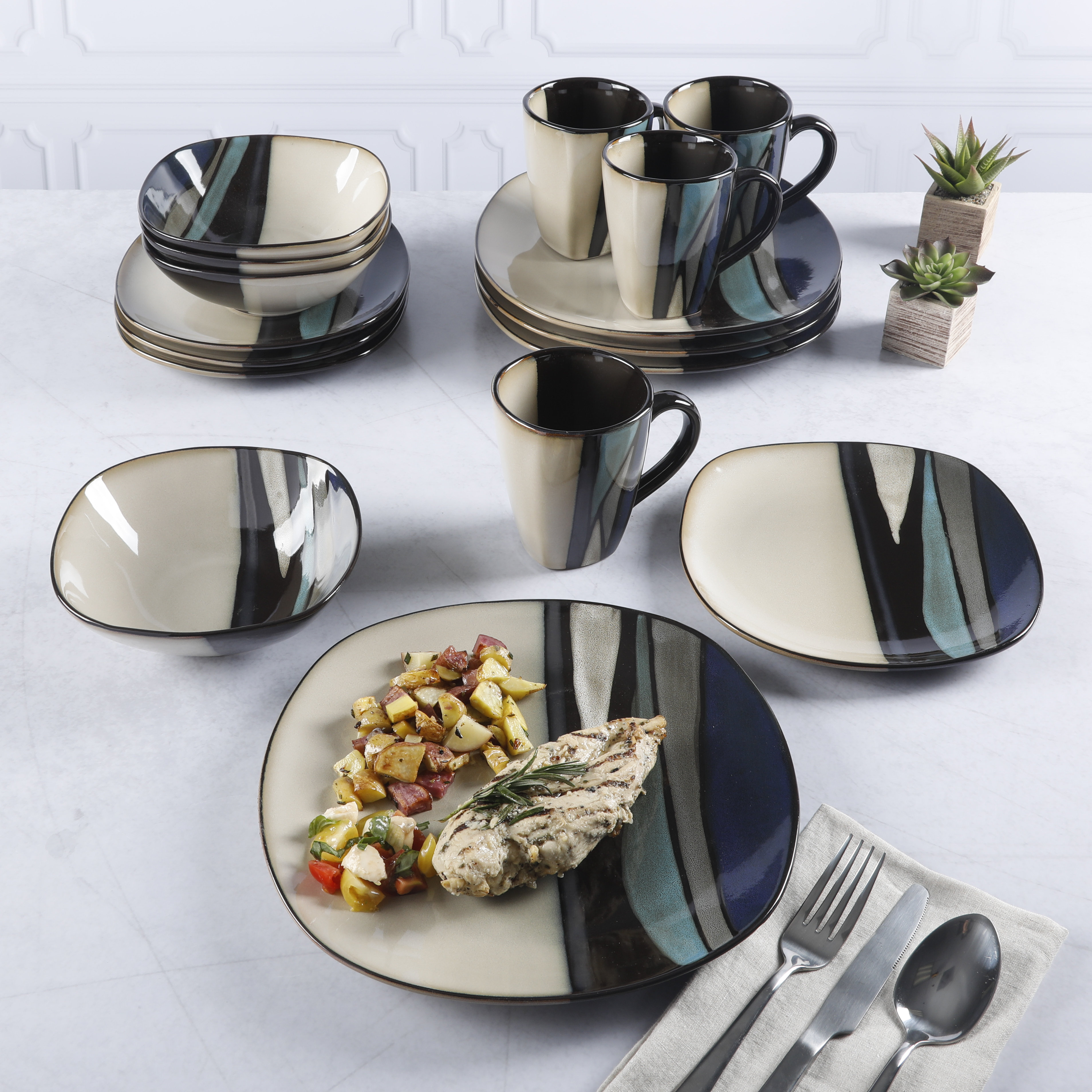 Gibson Elite Althea 16 Piece Dinnerware Set, Service for 4 & Reviews