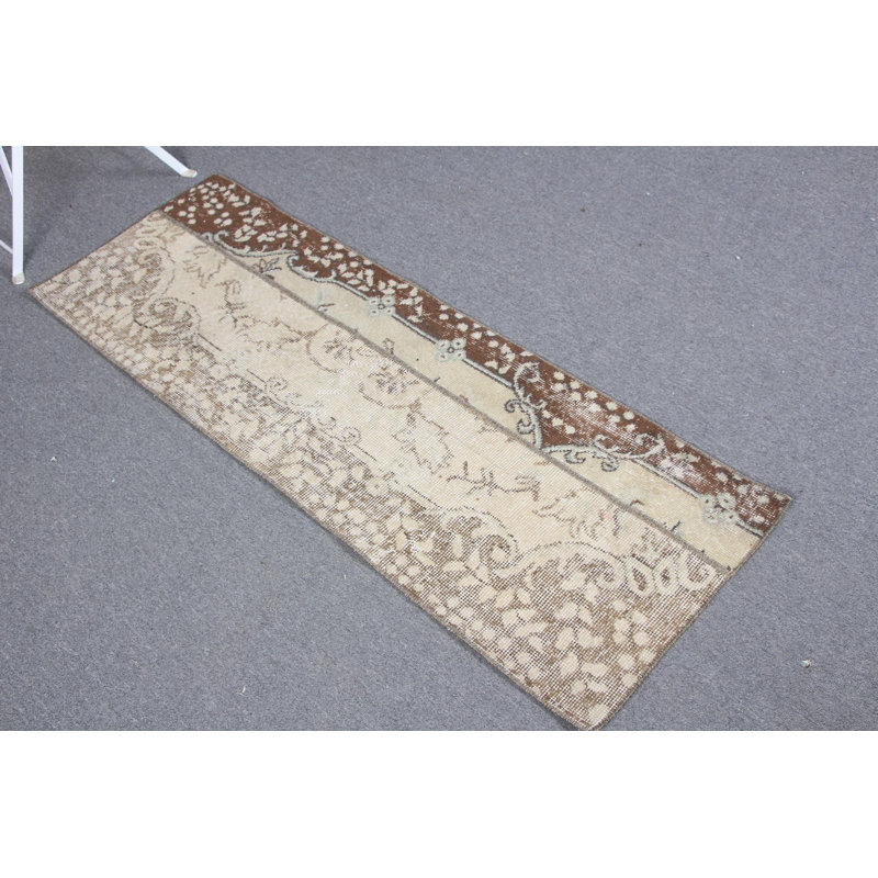 Charming Vintage Turkish Patchwork Rug with Antique Design in Soft Tones for Boho Decor