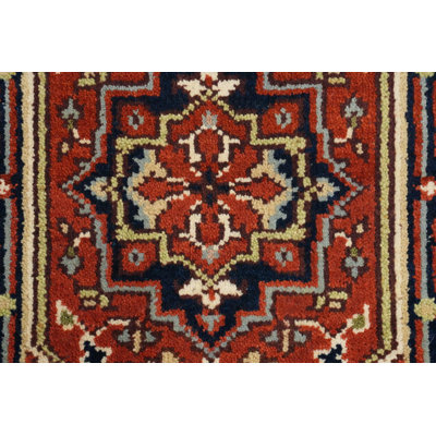 Orange Wool Medallion Traditional Accent Rug 2x3