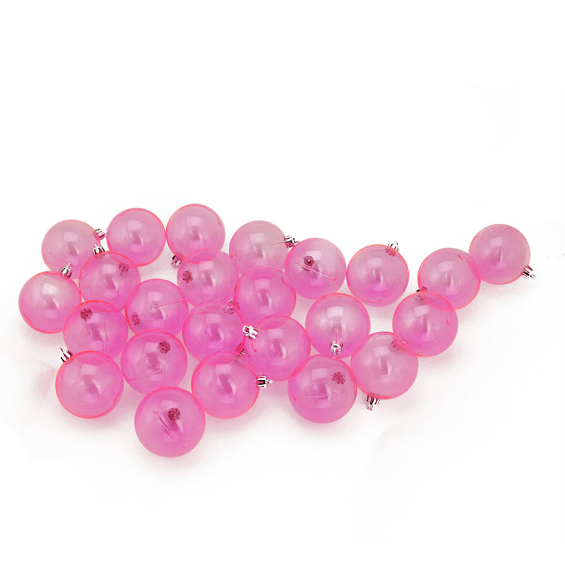 Boules de Noël roses incassables et transparentes 2,5 po (60 mm)
