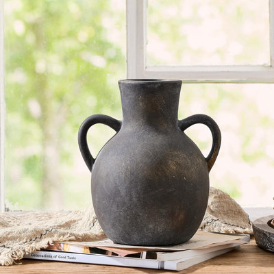Vase rustique en céramique rustique avec poignées - vase en terre cuite fait à la main pour décoration intérieure, mariage, salon, tablette, centre de table