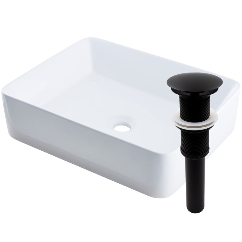 Novatto 19'' Porcelain Rectangular Bathroom Sink, Matte Black
