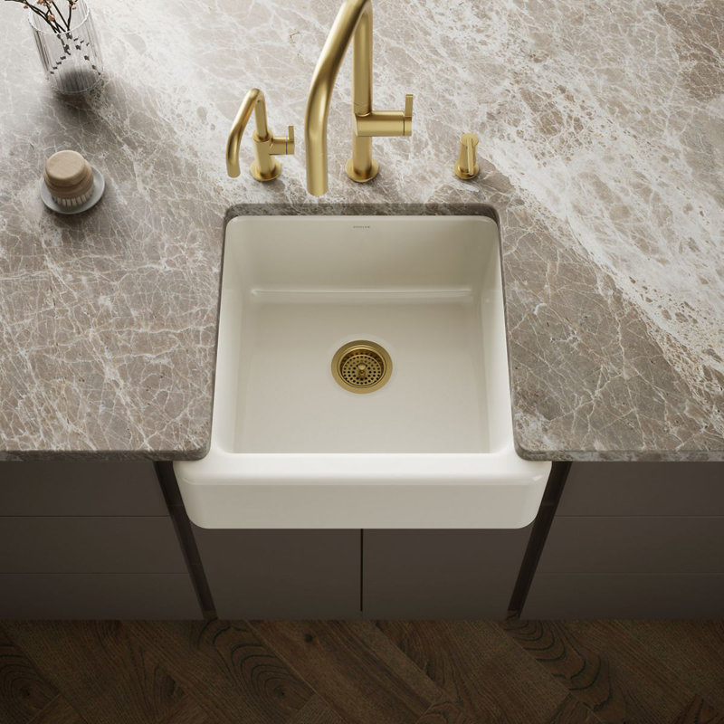 Whitehaven Self-Trimming 23.5"L x 21.5625"W Farmhouse Kitchen Sink, Biscuit