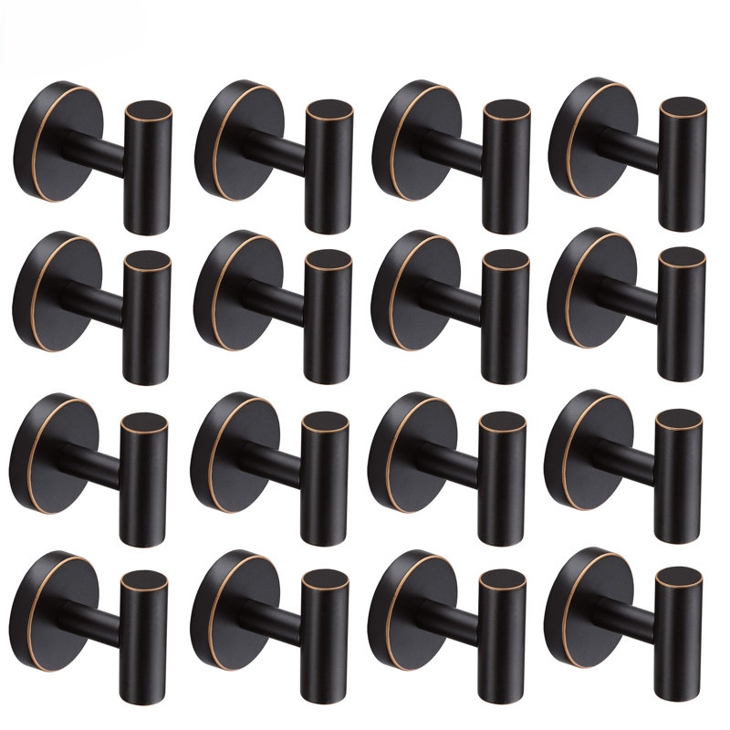 16 Pack 2.25"H Stainless Steel Bathroom Wall Mounted Towel Hook, Oil Rubbed Bronze