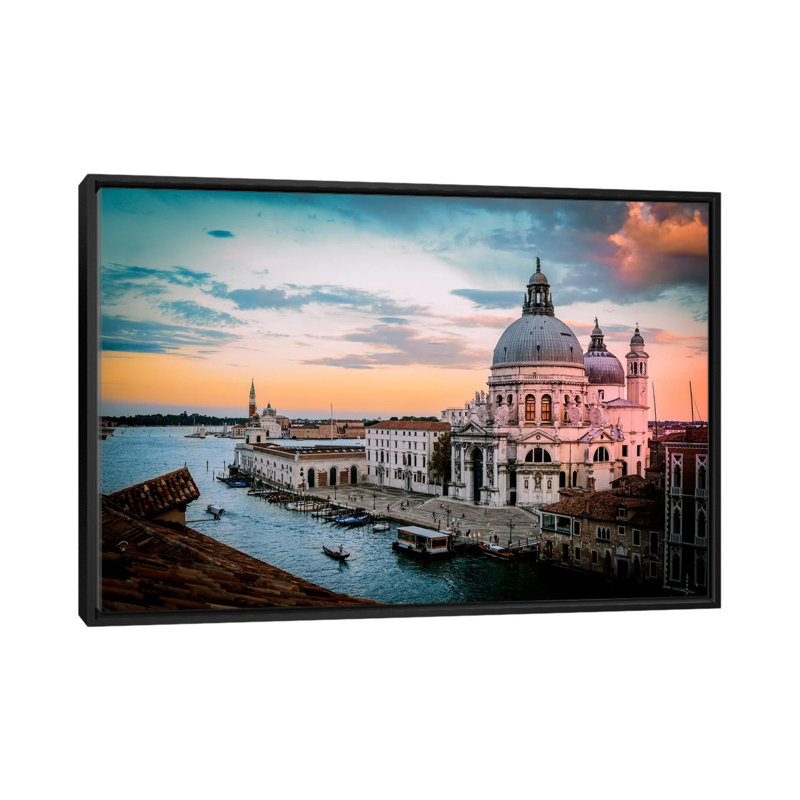 «Venice II», reproduction sur toile, H 18 po x l 26 po x P 1,5 po, Toile encadrée noire, Pas de tapis