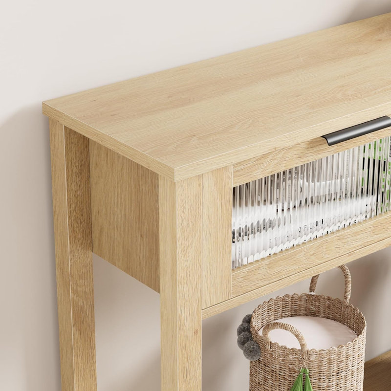 Console d'entrée et table de couloir - Canapé à 2 niveaux avec 2 tiroirs en verre