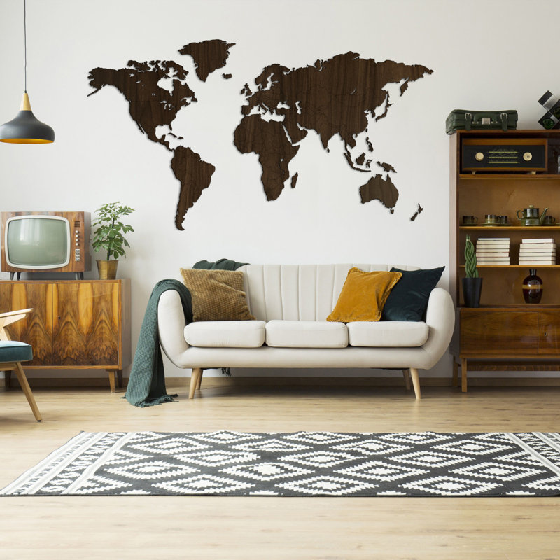 Mappa Del Mondo -  NOCE Handmade Industrial Cities & Countries Wall Decor, Black