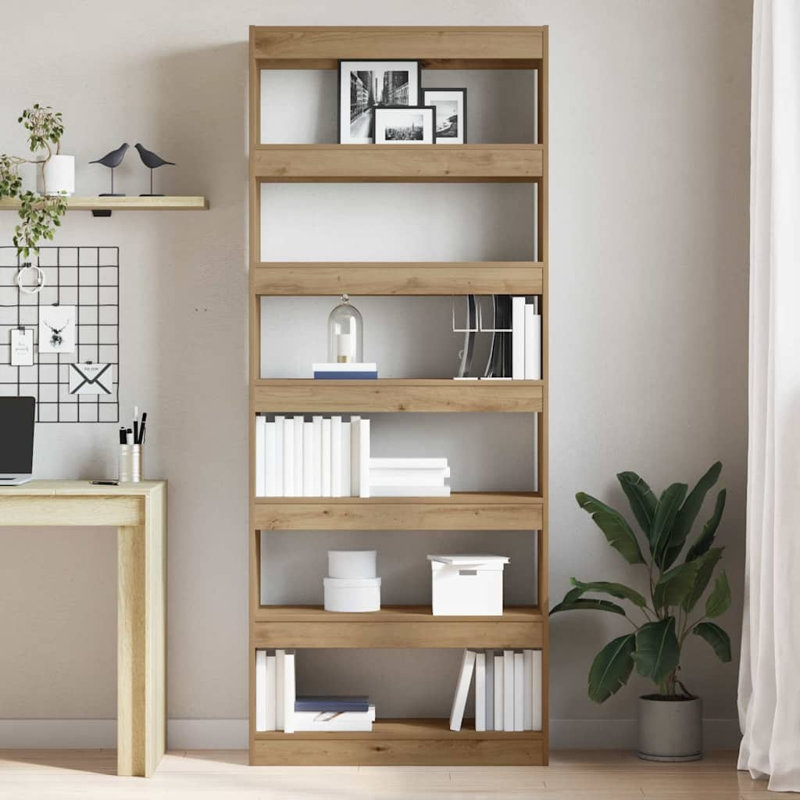 Book Cabinet with Shelf with Storage Engineered Wood Living Room Indoor, Brown, (6 Shelves) 198cm H x 80cm W x 30cm D
