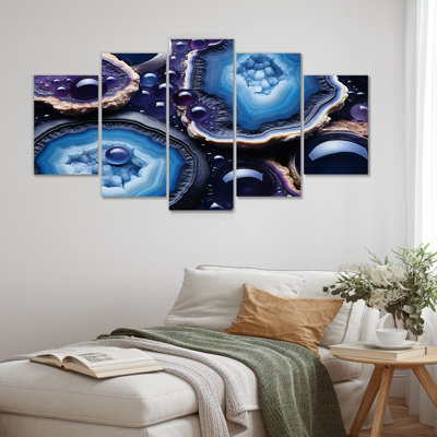 «Blue Stone Geode Volcano», ensemble d'art mural multi-panneaux