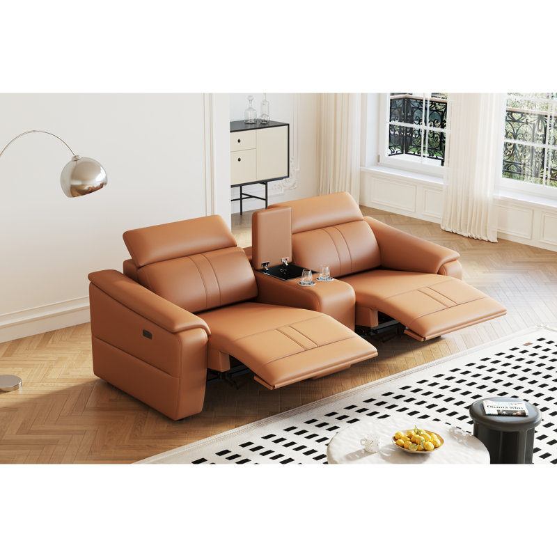 Upholstered 37.51 " Leather Reclining Sectional