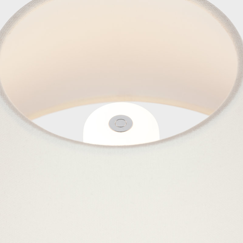 Linden 14" Cordless Table Lamp in Plaster White with Linen Shade