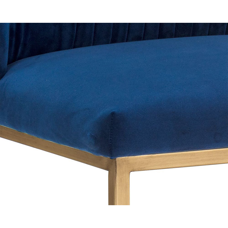 Nevin Upholstered Stool with Metal Frame, Navy Blue, Counter Stool (26" Seat Height)