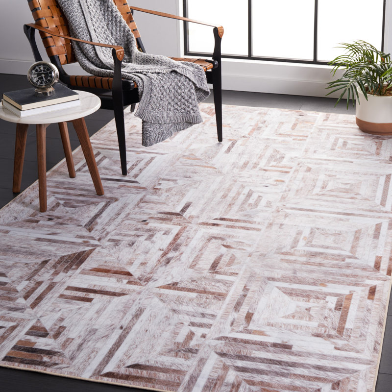 Tapis géométrique beige / brun, Rectangle 5 pi x 8 pi