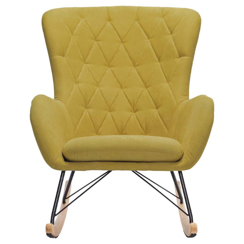 Amalga Metal Rocking Chair, Linen, Yellow