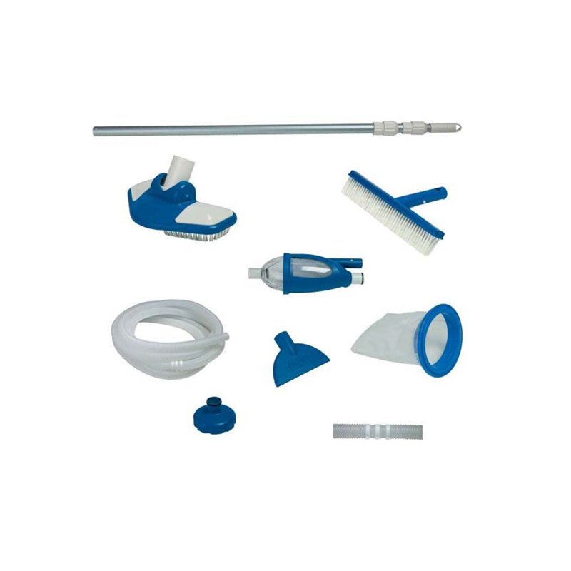 Intex 18 Ft Round Easy Set Solar Cover and Deluxe Pool Maintenance Kit w/ Vacuum