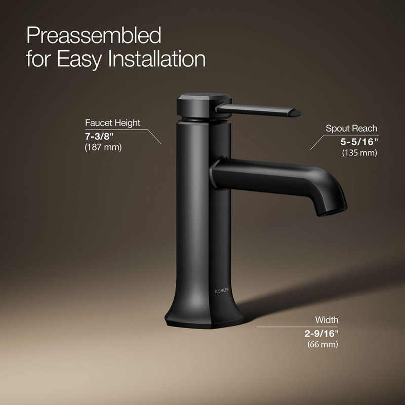 Occasion Single Hole Bathroom Faucet, Matte Black