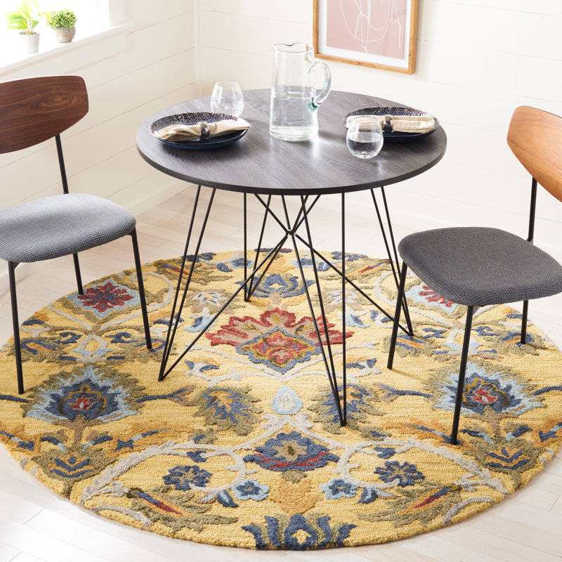 Snelson Floral Wool Hand Tufted Area Rug, Round 183 cm