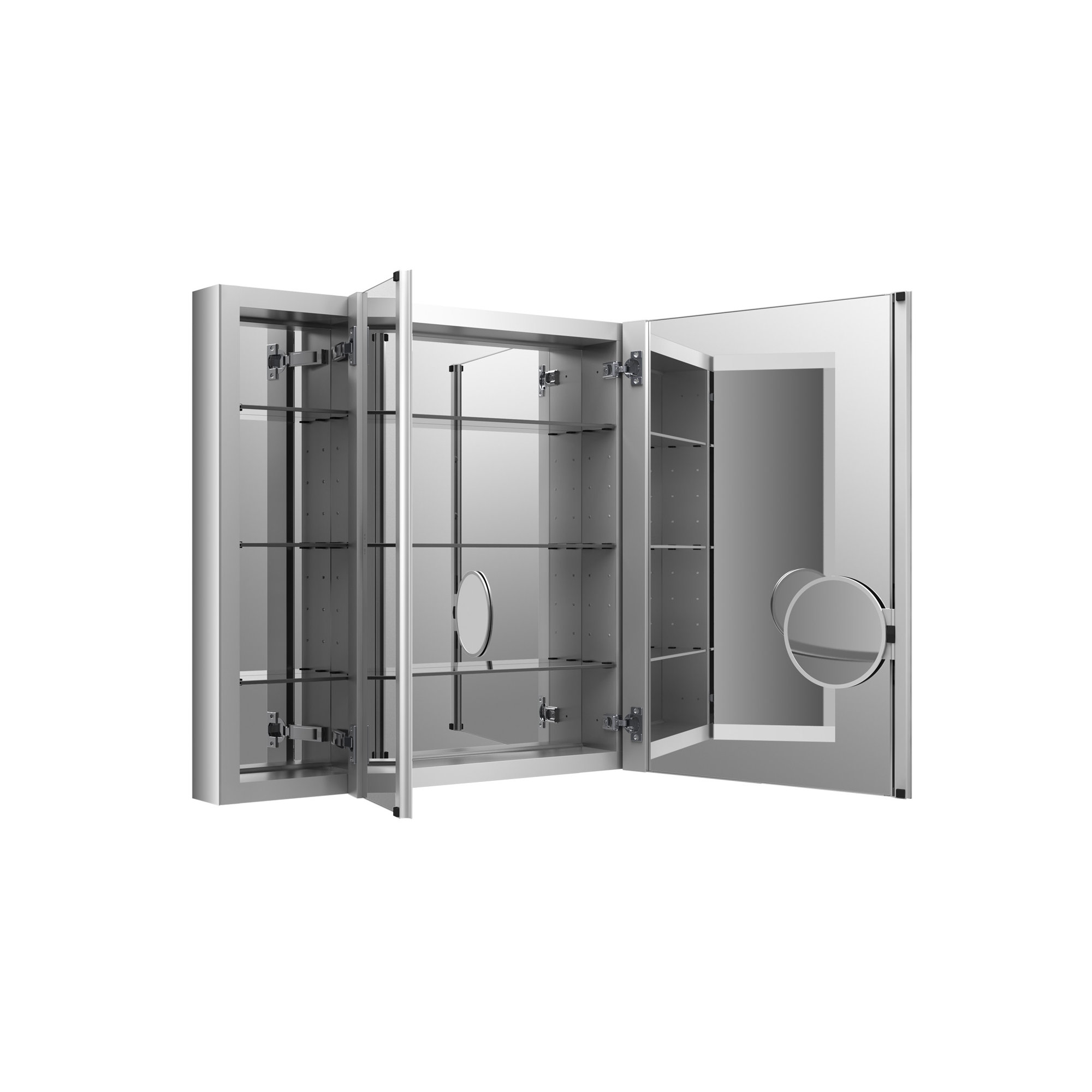 Verdera Aluminum Medicine Cabinet with Adjustable Magnifying Mirror and Slow-Close Door, 30"H x 40"W x 4.75"D