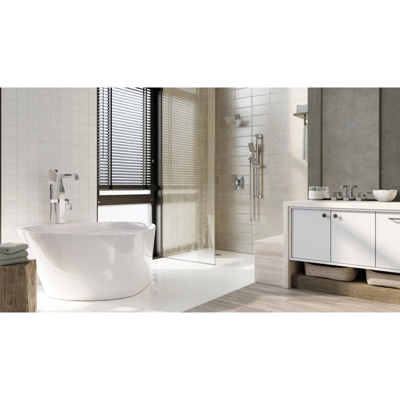 Oak Two Handle Bathroom Faucet with Push Pop Drain, Polished Chrome