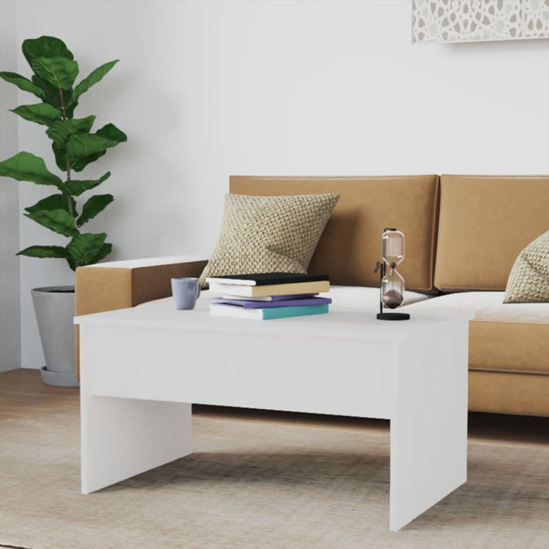Lesath Manufactured Wood Yes Frame Single Coffee Table with Storage, High Gloss White, 16.3" H x 31.5" L x 19.9" W