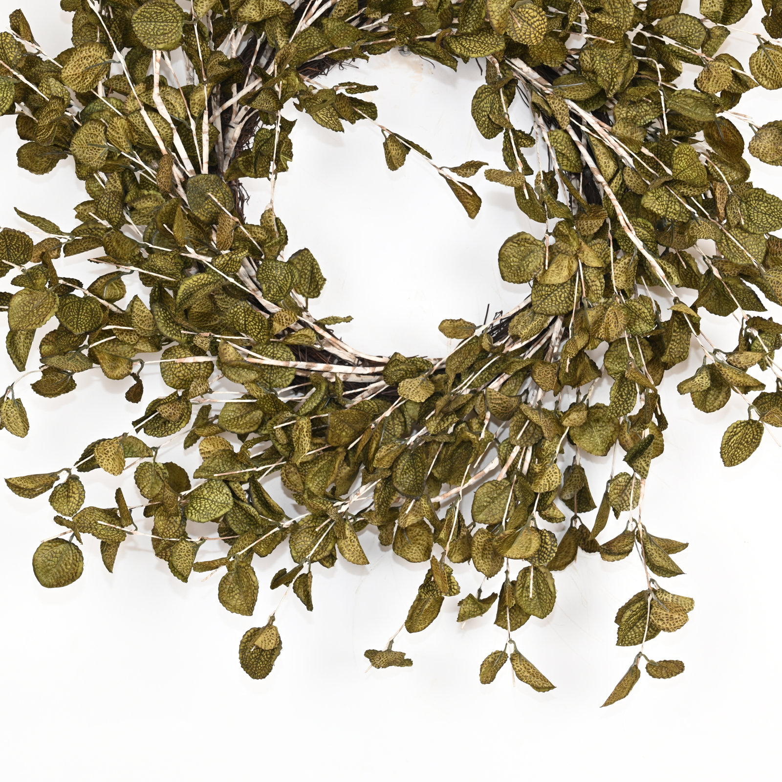 24'' Handcrafted Faux Eucalyptus Wreath, Dark Green